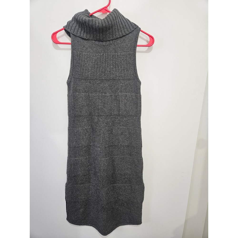 Moth Anthropologie Grey Sleeveless Turtleneck Ribbed Knt Tunic Sweater Dress XSP